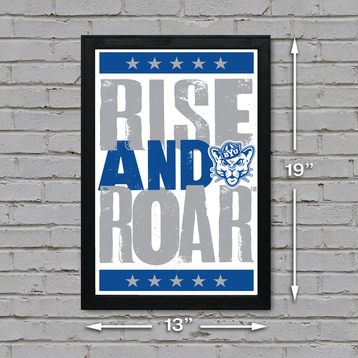 Limited Edition BYU Cougars Rise and Roar Letterpress Poster Print Art - 13x19"
