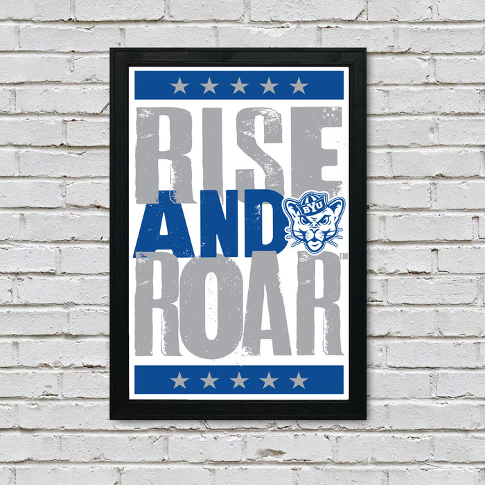 Limited Edition BYU Cougars Rise and Roar Letterpress Poster Print Art - 13x19"