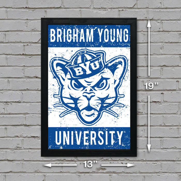 Limited Edition BYU Cougars Vintage Mascot Poster Print Art - 13x19"