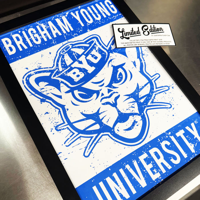 Limited Edition BYU Cougars Vintage Mascot Poster Print Art - 13x19"