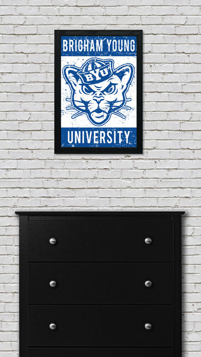 Limited Edition BYU Cougars Vintage Mascot Poster Print Art - 13x19"
