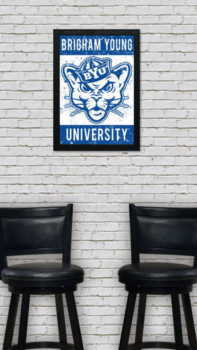 Limited Edition BYU Cougars Vintage Mascot Poster Print Art - 13x19"