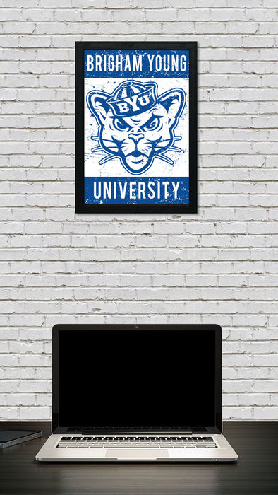 Limited Edition BYU Cougars Vintage Mascot Poster Print Art - 13x19"