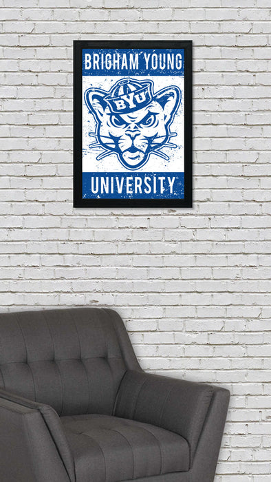 Limited Edition BYU Cougars Vintage Mascot Poster Print Art - 13x19"