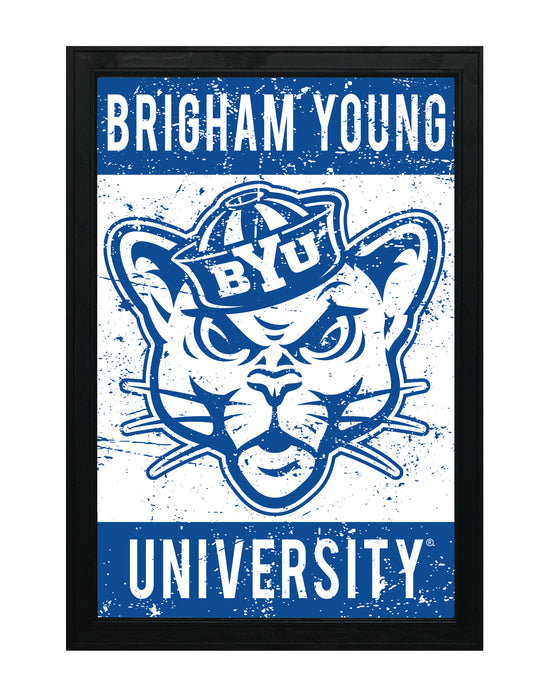Limited Edition BYU Cougars Vintage Mascot Poster Print Art - 13x19"