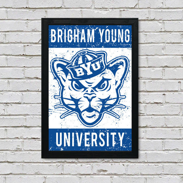 Limited Edition BYU Cougars Vintage Mascot Poster Print Art - 13x19"