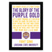 The image is a framed poster with text and a tiger logo, promoting a fight to hold the "Glory of the Purple Gold" for the LSU Tigers.