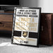 a framed poster with a message about wanting an officer for a secret and dangerous mission, stating that the poster is for a West Point Football Player.