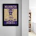 a framed poster of a mascot wearing a jersey with the text "WASHINGTON EST. 1861 HUSKIES" on it.