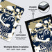 The image is a collage of two framed and two unframed images of a navy football player. The framed image is labeled as "FRAMED" and the unframed image is labeled as "UNFRAMED". The collage also includes text indicating that multiple sizes are available, such as 11x17 - 13x24 - 18x24 - 24x36", and that the navy football player is printed on 12pt heavy duty matte paper.