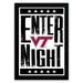 a framed poster with the text "ENTER NIGHT" prominently displayed in large letters.