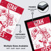 The image is a framed poster featuring a graphic of a character holding a flag, with text and graphics related to the University of Utah.