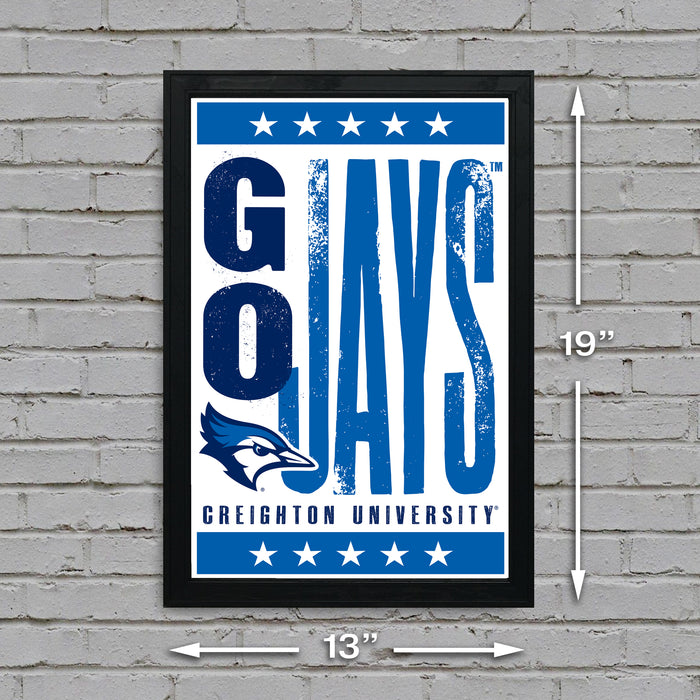 Limited Edition Creighton Bluejays Poster - Go Jays Letterpress Print Art - 13x19"