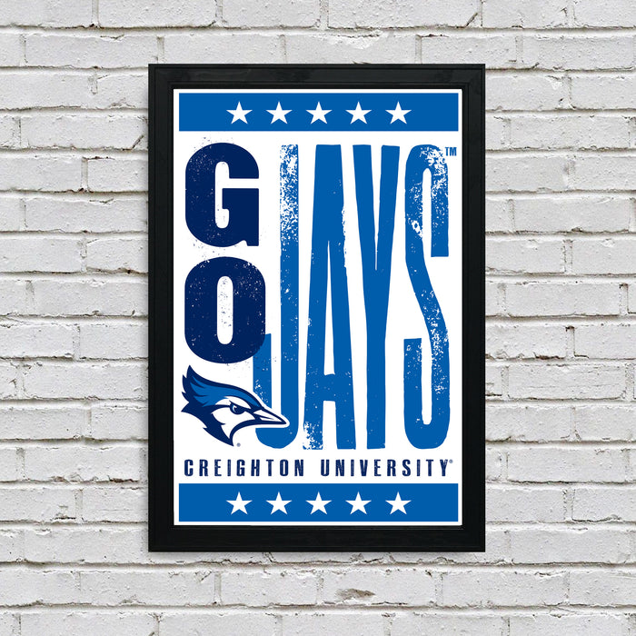 Limited Edition Creighton Bluejays Poster - Go Jays Letterpress Print Art - 13x19"