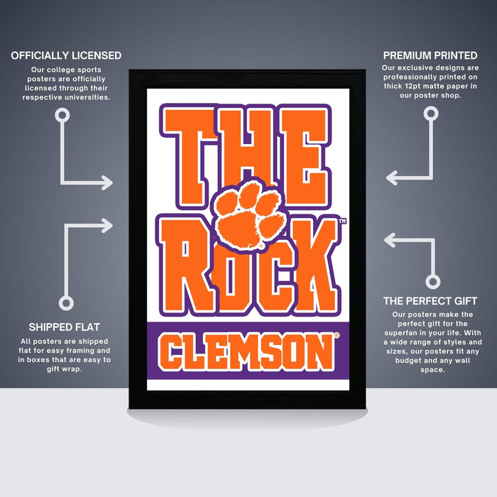 a poster with the words the rock and clemson on it