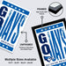 The image is a promotional poster for a university, featuring the university's name and logo in a blue and white color scheme. The poster is framed and unframed, with the framed version highlighting its high-quality MDF frames. The poster is available in multiple sizes, including 11x17, 13x19, 18x24, and 24x36 inches.