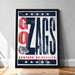 A framed poster with the text "GO ZAGS" and the logo of Gonzaga University.