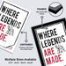 The image is a framed poster with the text "WHERE LEGENDS ARE MADE." The poster is framed and labeled as "FRAMED" and "High Quality MDF Frames." It also features a graphic of an elephant and the text "ARE MADE." The poster is available in multiple sizes, including 11x17, 13x19, 18x24, and 24x36" inches.