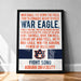 War Eagle, Fly Down the Field, Ever To Conquer, Never To Yield.
