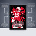 The image is a poster for Nebraska football, featuring a player in a red jersey with the number 15. The poster is labeled as " Officially Licensed" and "Premium Printed", indicating that it is a professionally printed poster. The poster is described as a "Shipped Flat" and "The Perfect Gift", suggesting that it is a high-quality, thoughtful gift for fans of the sport.