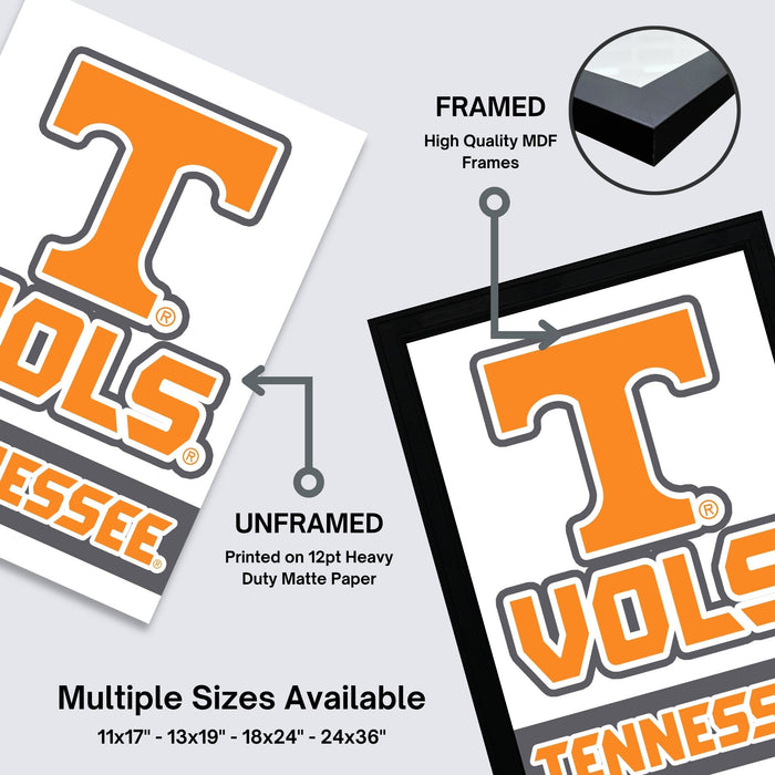 The image is a promotional graphic for a product called "TEXAS TENNESSEE", featuring a close-up of a framed and unframed version of the logo.