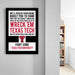 The image is a framed poster with text and a logo, hanging on a wall.