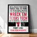 The image is a framed poster with text promoting Texas Tech University.