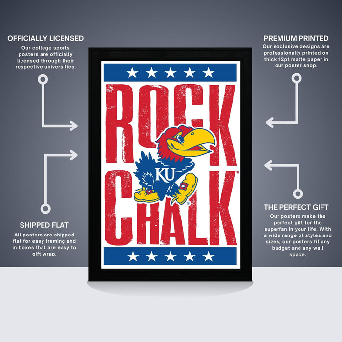 The image is a poster featuring the logo and name of the Kansas University's Rock Chalk team.