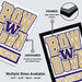 The image is a promotional poster for a college or university, featuring the name 'BOW down' in large letters. It is framed and unframed, with the framed version highlighting its high quality and the unframed version emphasizing its printed on 12pt heavy duty matte paper. The poster is available in multiple sizes, including 11x17 - 13x19" - 18x24" - 24x36", and the text indicates that the poster is a collage of multiple images.