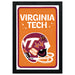 The image is a framed poster featuring a football helmet with the text "VIRGINIA TECH" and "HONIE NATION" written on it.