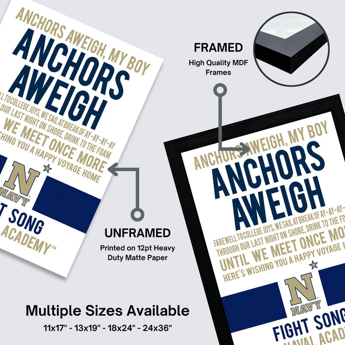 an anchor's aweigh poster hanging on a wall