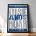 The image is a framed poster with the text "RISE AND ROAR" prominently displayed.