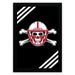 A framed poster featuring a skull wearing a football helmet with crossed bones, set against a black background with white stripes.