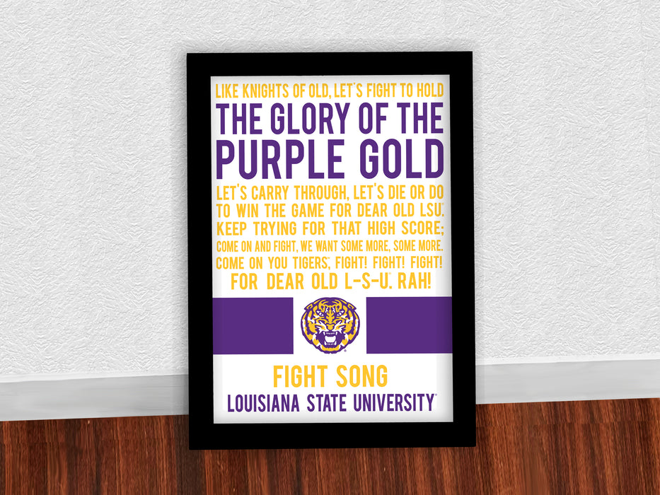Limited Edition LSU Tigers Fight Song Poster - Glory of the Purple Gold Art Print 13x19"
