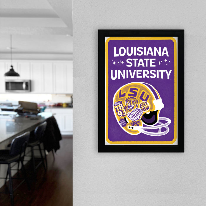 Limited Edition LSU Tigers Vintage Helmet Poster - Artist Series by Hans Bennewitz - 13x19"