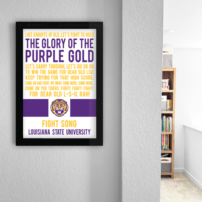 Limited Edition LSU Tigers Fight Song Poster - Glory of the Purple Gold Art Print 13x19"