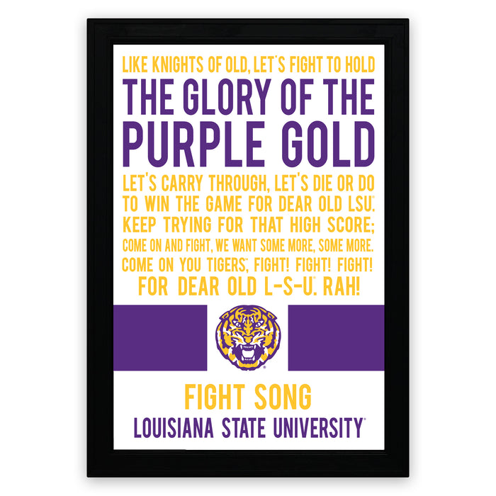 Limited Edition LSU Tigers Fight Song Poster - Glory of the Purple Gold Art Print 13x19"