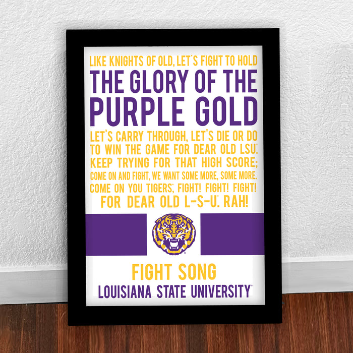 Limited Edition LSU Tigers Fight Song Poster - Glory of the Purple Gold Art Print 13x19"