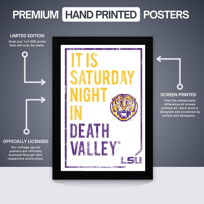 Limited Edition LSU Tigers Poster - It Is Saturday Night In Death Valley Art Print 13x19"