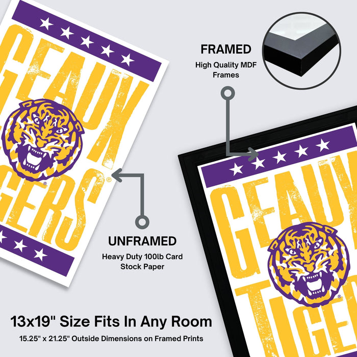Limited Edition LSU Tigers Poster - Geaux Tigers Letterpress Art Print 13x19"