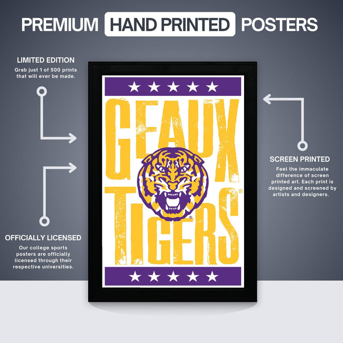 Limited Edition LSU Tigers Poster - Geaux Tigers Letterpress Art Print 13x19"