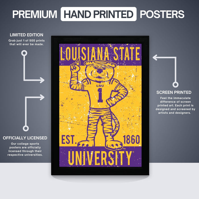 Limited Edition LSU Tigers Poster - Mike the Tiger Vintage Art Print 13x19"