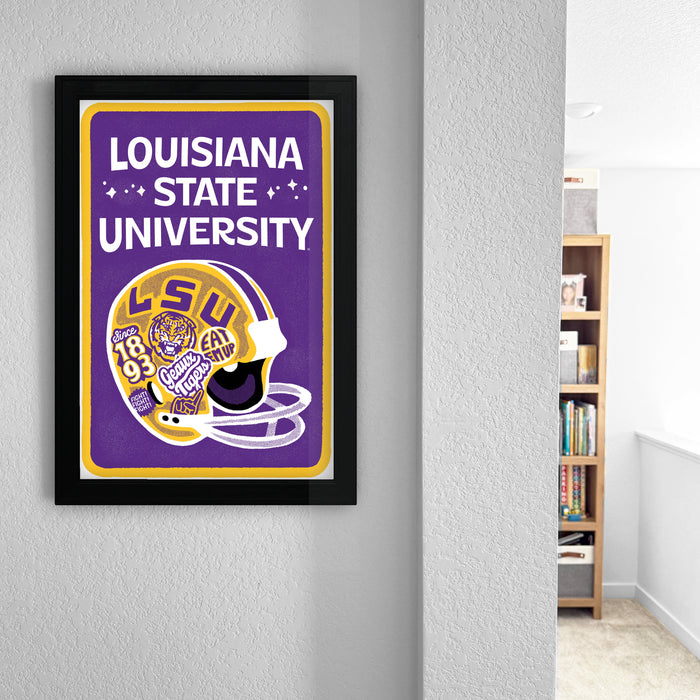 Limited Edition LSU Tigers Vintage Helmet Poster - Artist Series by Hans Bennewitz - 13x19"