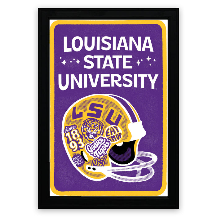 Limited Edition LSU Tigers Vintage Helmet Poster - Artist Series by Hans Bennewitz - 13x19"