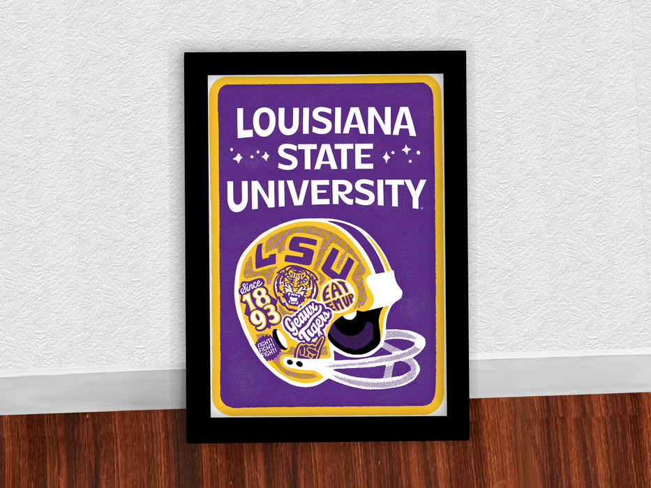 Limited Edition LSU Tigers Vintage Helmet Poster - Artist Series by Hans Bennewitz - 13x19"