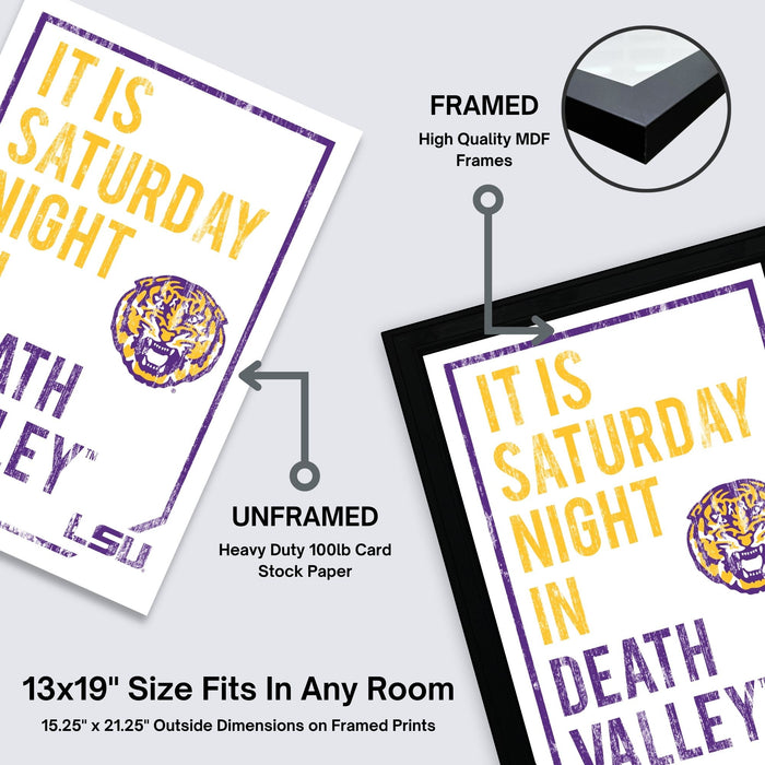 Limited Edition LSU Tigers Poster - It Is Saturday Night In Death Valley Art Print 13x19"