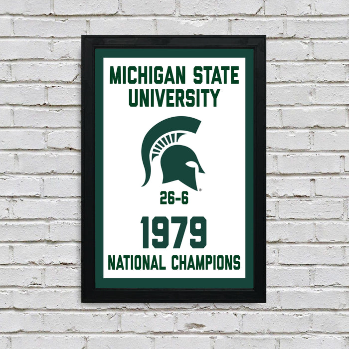 Limited Edition Michigan State 1979 National Championship Basketball Banner Poster - Gifts for Mich State Spartans Fans - Poster Art Print 13x19"