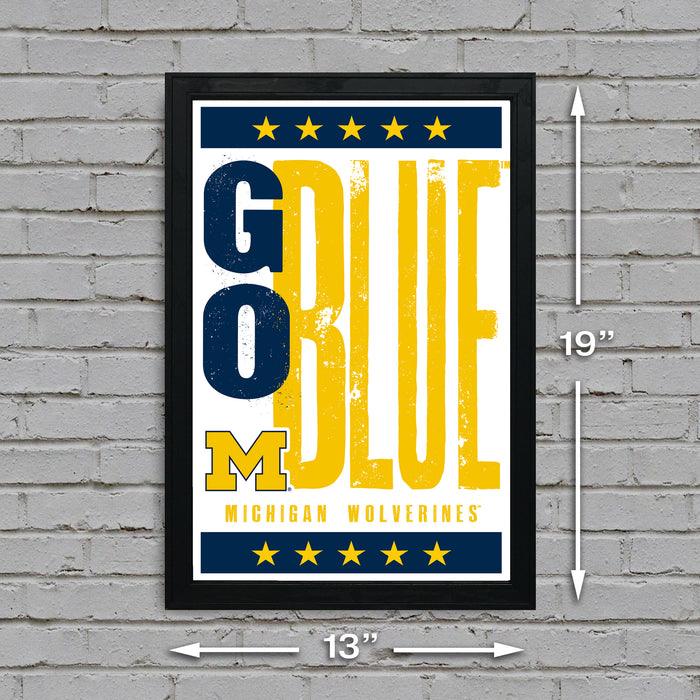 Limited Edition Michigan Wolverines Go Blue Poster - Letterpress Print Art - 13x19"