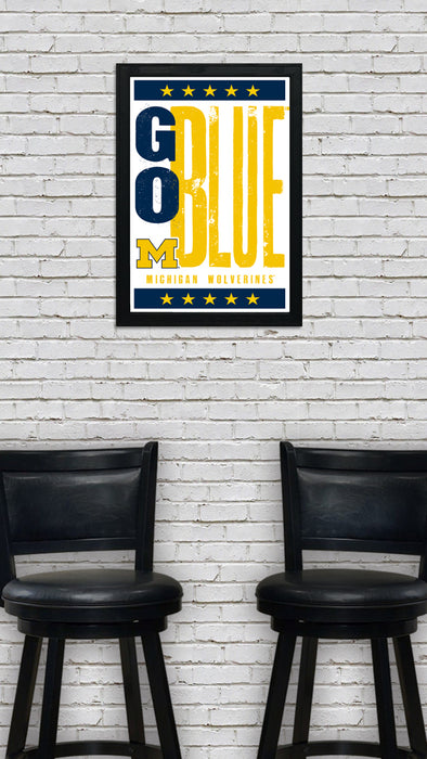 Limited Edition Michigan Wolverines Go Blue Poster - Letterpress Print Art - 13x19"