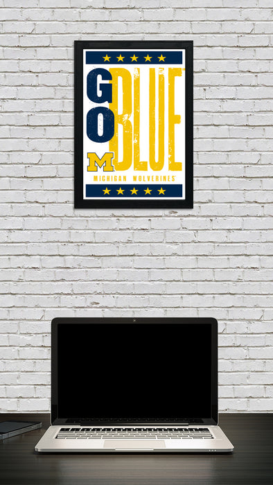 Limited Edition Michigan Wolverines Go Blue Poster - Letterpress Print Art - 13x19"